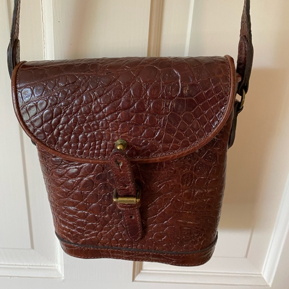 Mulberry Brown Croc-Embossed Leather Small Crossbody Bag